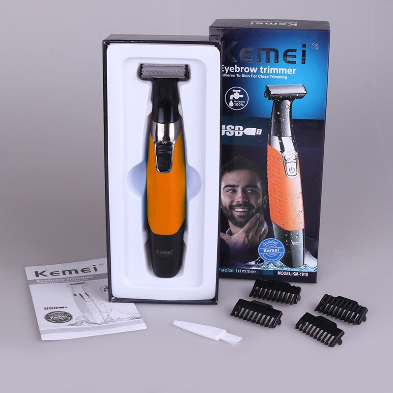 Kemei barbeador elétrico, navalha elétrica, uma lâmina, recarregável, lavável, máquinas de barbear, para pernas e bigode: with box