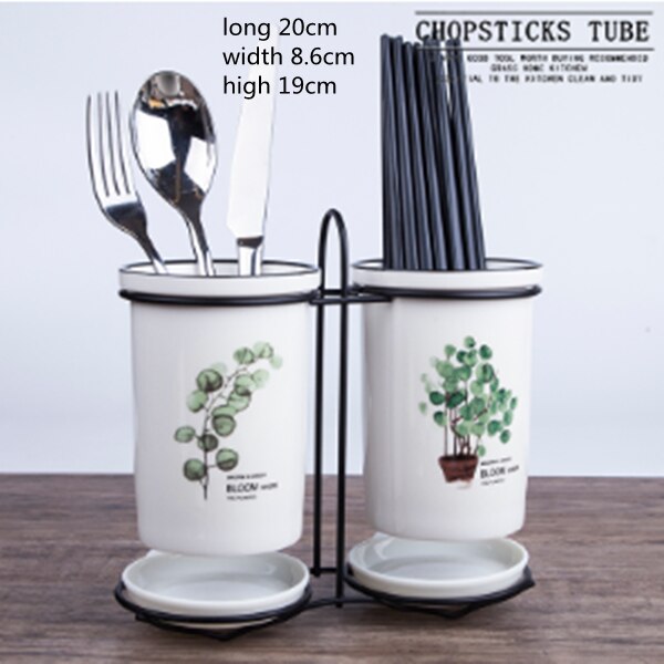 Kitchen Chopstick Basket Ceramic Chopstick Holder Drain Kitchen Household Knife and Fork Storage Box Bucket Flat Chopstick Cage: A-1SET