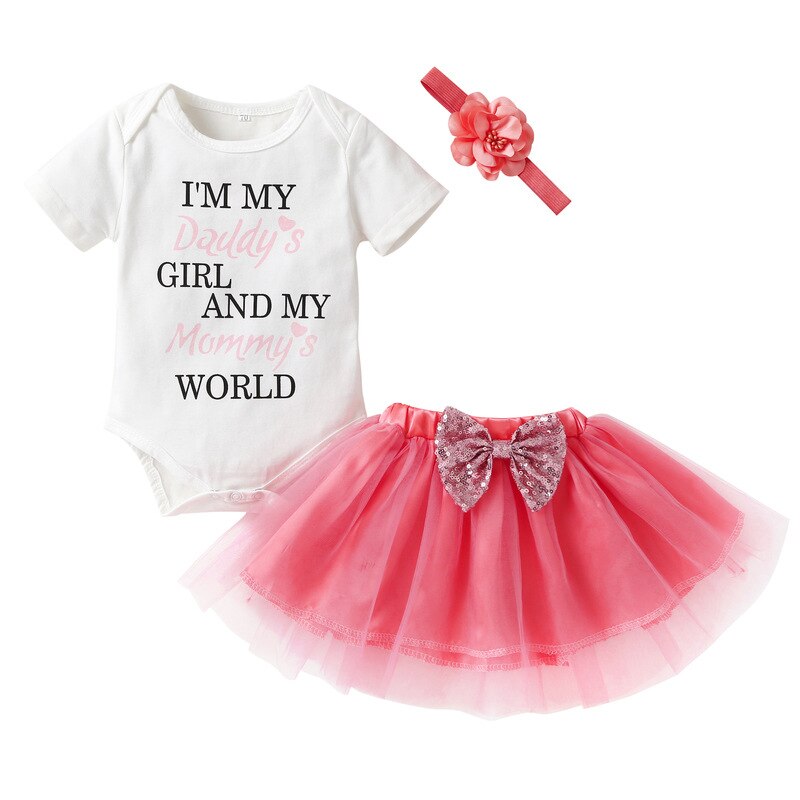 3Pcs Baby Girl Princess Girls Tutu Skirt Tolldler Kids Clothes Baby Baptism Outfits vestido de bebes