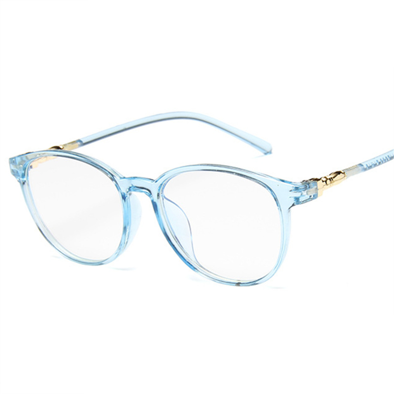 Oval Oversized Men Women Glasses Frame Transparent Optical Vintage Spectacle Round PC Retro Over Sized Myopic Frames: Blue