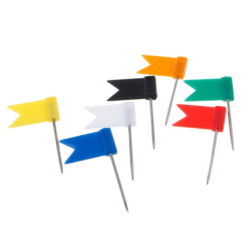 100 stykker blandet farve flag push pins negle thumb tack kort tegning pin brevpapir