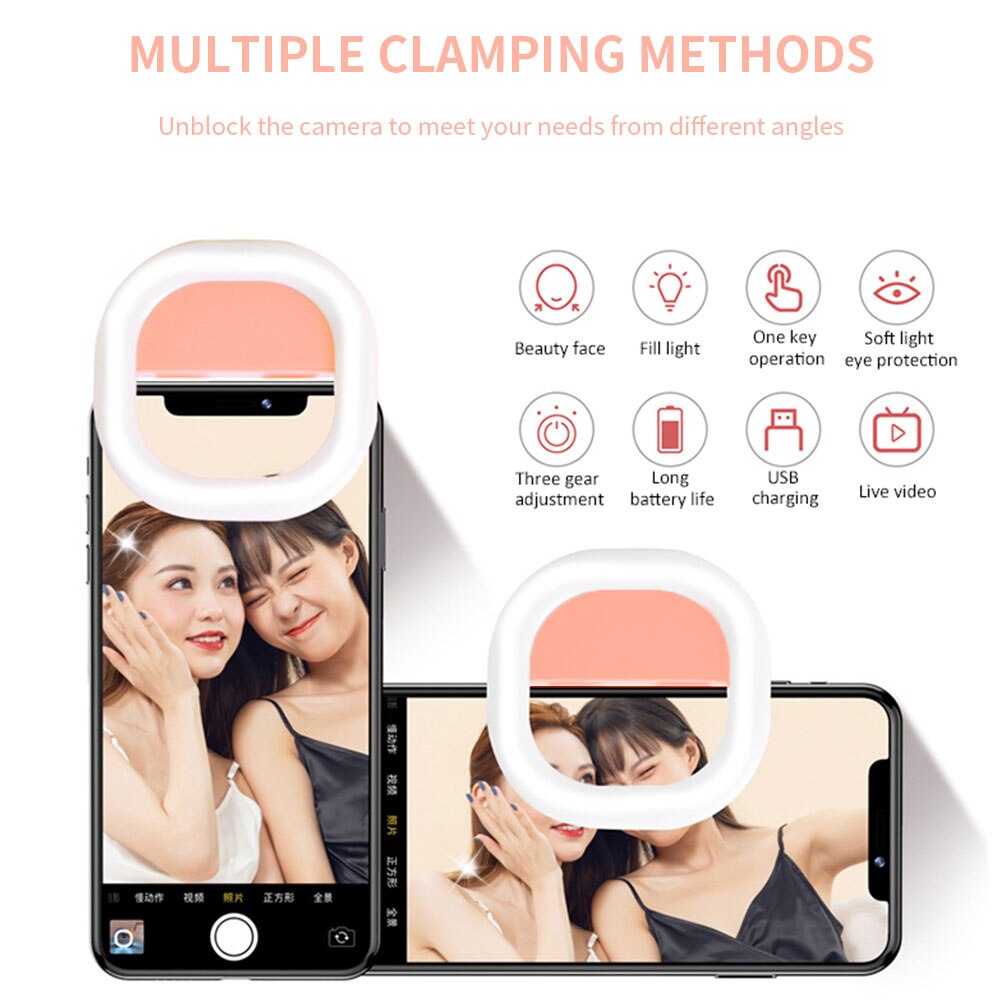 Universele Selfie Lamp Mobiele Telefoon Lens Draagbare Flash Ring 36 Leds Lichtgevende Ring Clip Licht Verstelbare Voor Iphone Voor Samsung