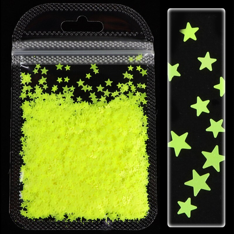 Fluorescens stjerneformet nail art ultratynde glitter skiver decals neon 3mm/4mm mix negle glitter pailletter flager manicure tips: 2