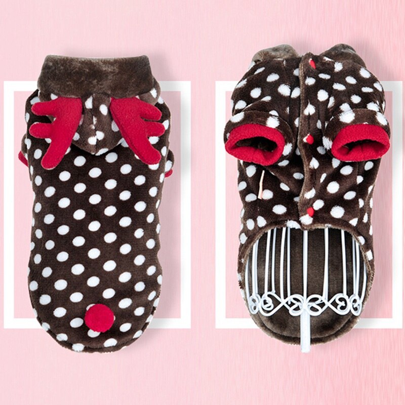 Pet Cute Reindeer Coat Hoodies Dog Cat Christmas Dress Up Cosplay Costume With Red Antlers For Cats Small Dogs French Bulldog