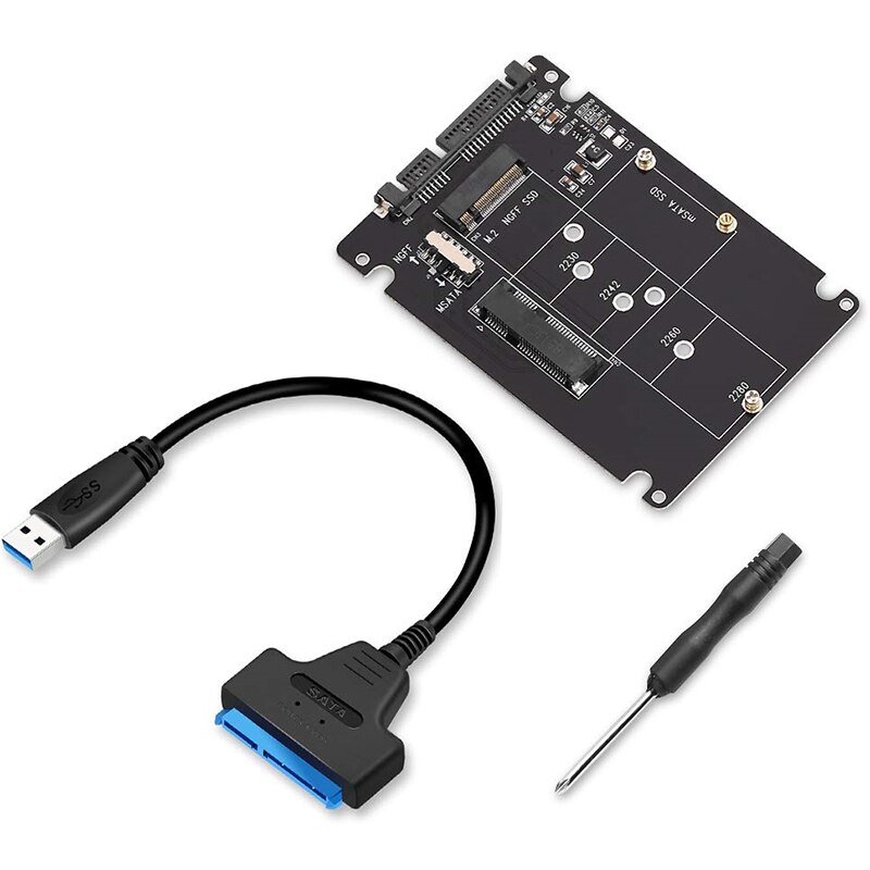M.2 Ngff Of Msata Naar Sata 3.0 Adapter Usb 3.0 2.5 Sata Harde Schijf 2 In 1 Converter Reader met Kabel Voor Pc Laptop: Default Title