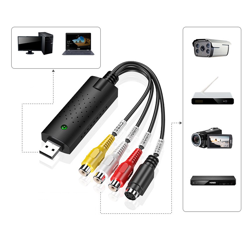 USB 2.0 Audio TV Video VHS to PC DVD VCR 1080P Converter Camera Video Capture Card Adapter For Recording VCR with Digtal Driver