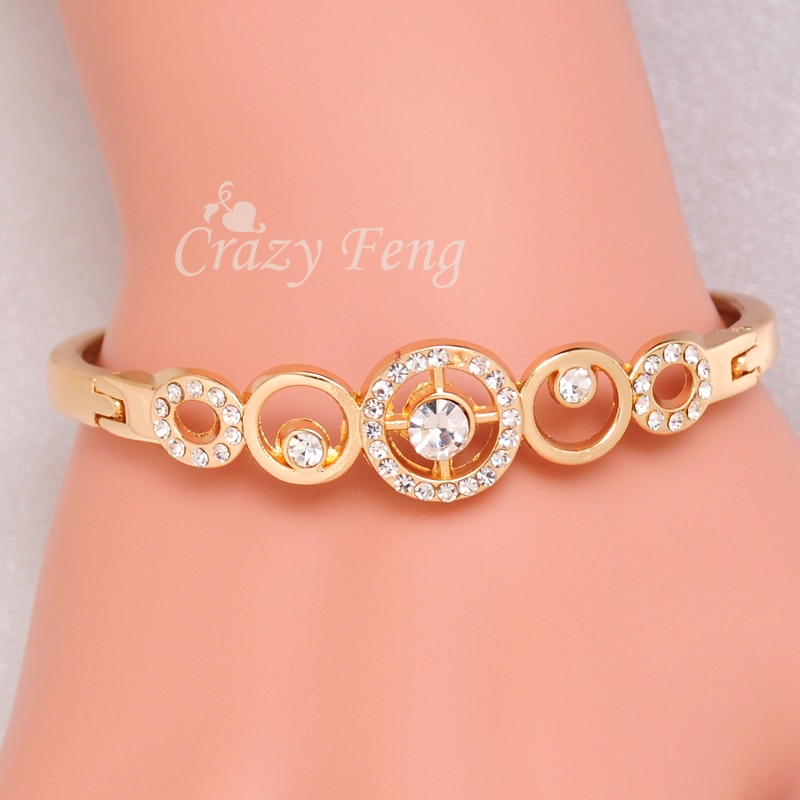 Popular Women/Lady's Rose Gold Color Clear Austrian Crystal Bracelets & Bangles Jewelry