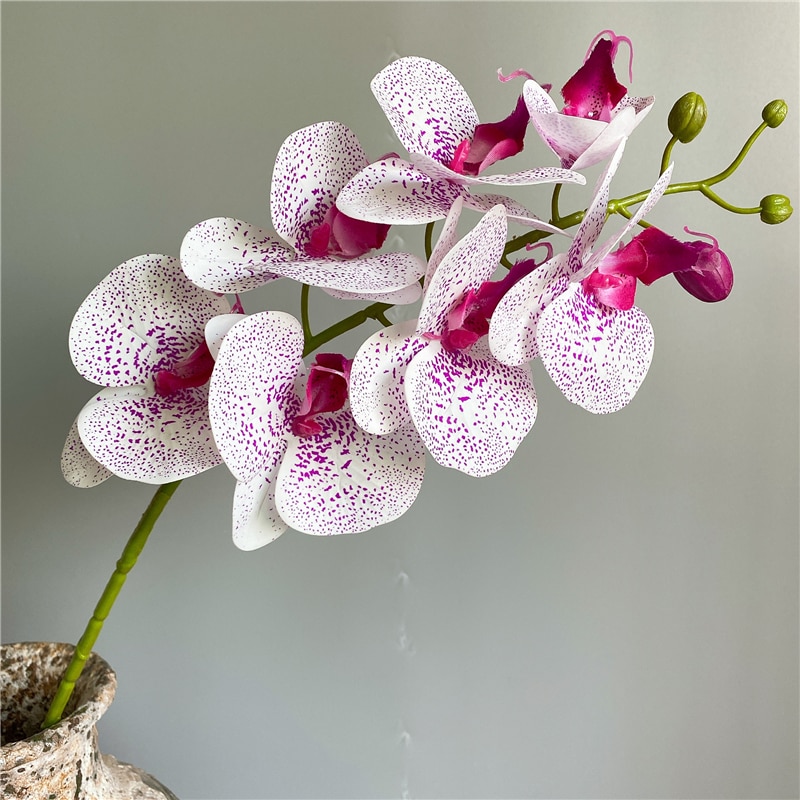 1 Set = 5 Bloem Takken + 2 Orchidee Stengels, real Touch Latex Kunstbloemen Flores Vlinder Orchidee Thuis Bruiloft Decoratie