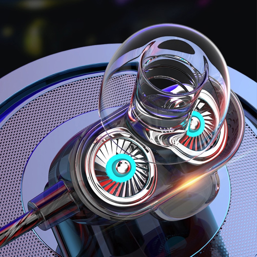 Transparent In-ear Double Moving Coil Moving Iron Earphone 3.5mm Mobile Phone Computer Universal Game Music HIFI Headset