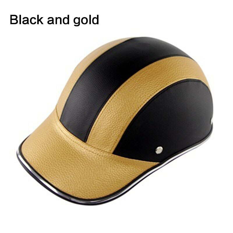 Verstelbare Fiets Fietsen Helm Baseball Cap Lederen Anti Uv Veiligheid Fiets Helm Mannen Vrouwen Racefiets Helm Voor Mtb Schaatsen: Black gold