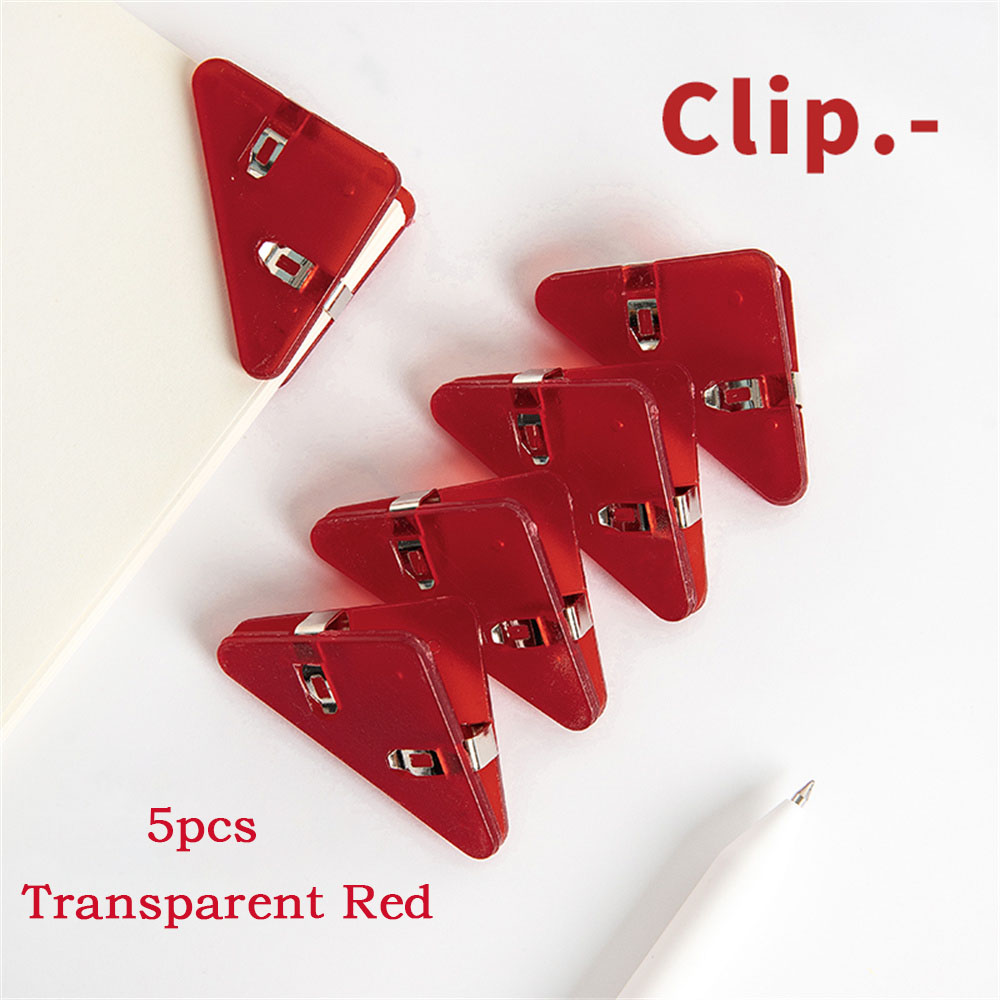5 stücke Kunststoff Ecke Clip transparent Prüfung Seite Halfter Papier Clip Klemme Datei Index Foto Büro Schule Schreibwaren: transparent rot