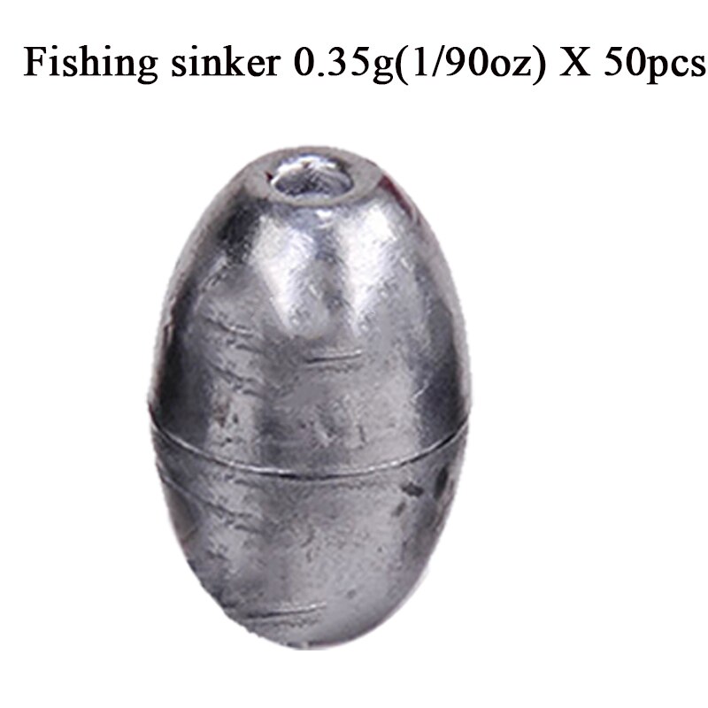 Plomos de pesca con forma de oliva, pesas de tiro dividido, accesorios de aparejos de pesca, 0,35g-20g: 50pcs 0.35g