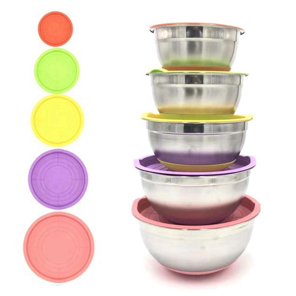 Juego de cuencos de acero inoxidable para ensalada, utensilios para hornear de cocina, antideslizantes, sellados, multiusos: 18cm26cm
