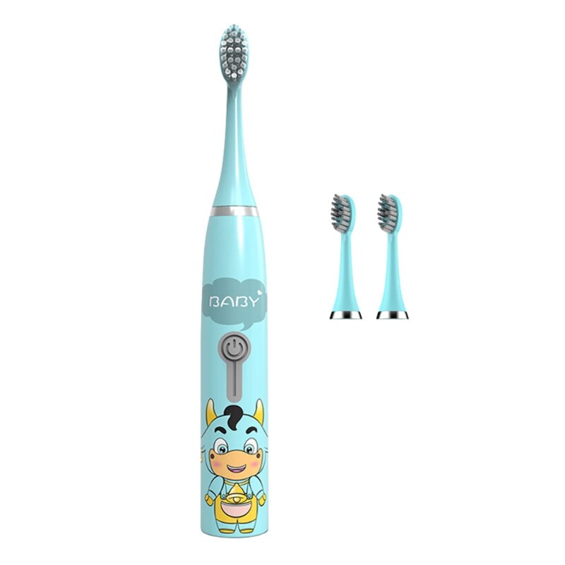 Cute Cattle Children Automatic Toothbrush Ultrasonic Toothbrush Electric Toothbrush for Kids, Waterproof: Auburn