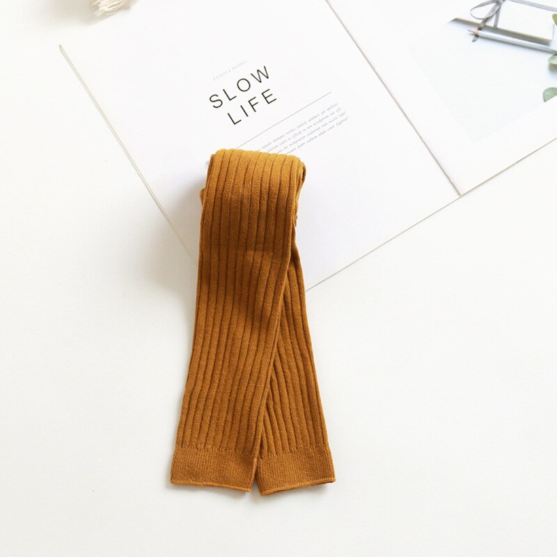 Mallas de algodón para niñas, pantalones de Color sólido, ropa de invierno para mantener el calor, absorbe el sudor, nueve puntos: yellow / M-1-2T