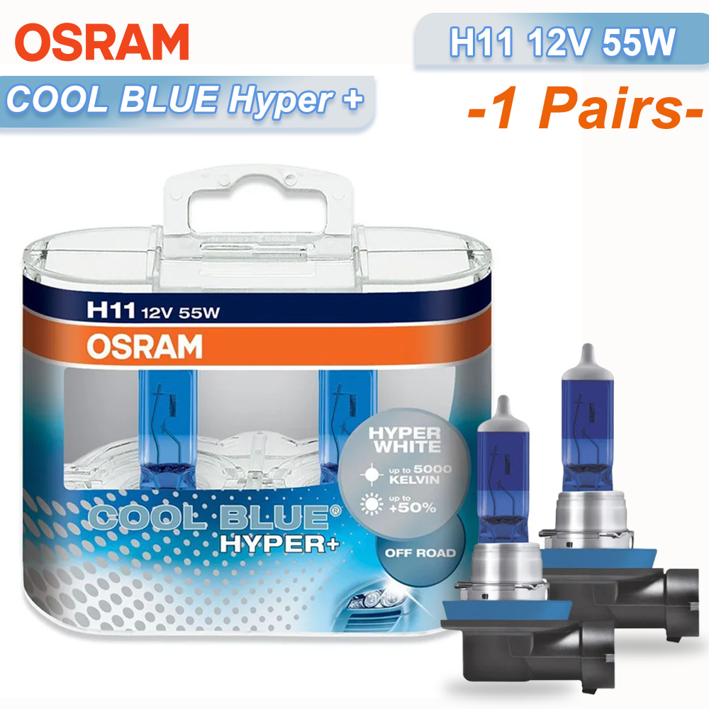 OSRAM Cool Blue Hyper White H1 H7 H4 H1 H11 HB3 9005 HB4 9006 Halogen Headlight Car Light Hi/Lo Beam 5300K 12V 55W Bulb, Pair: changeable