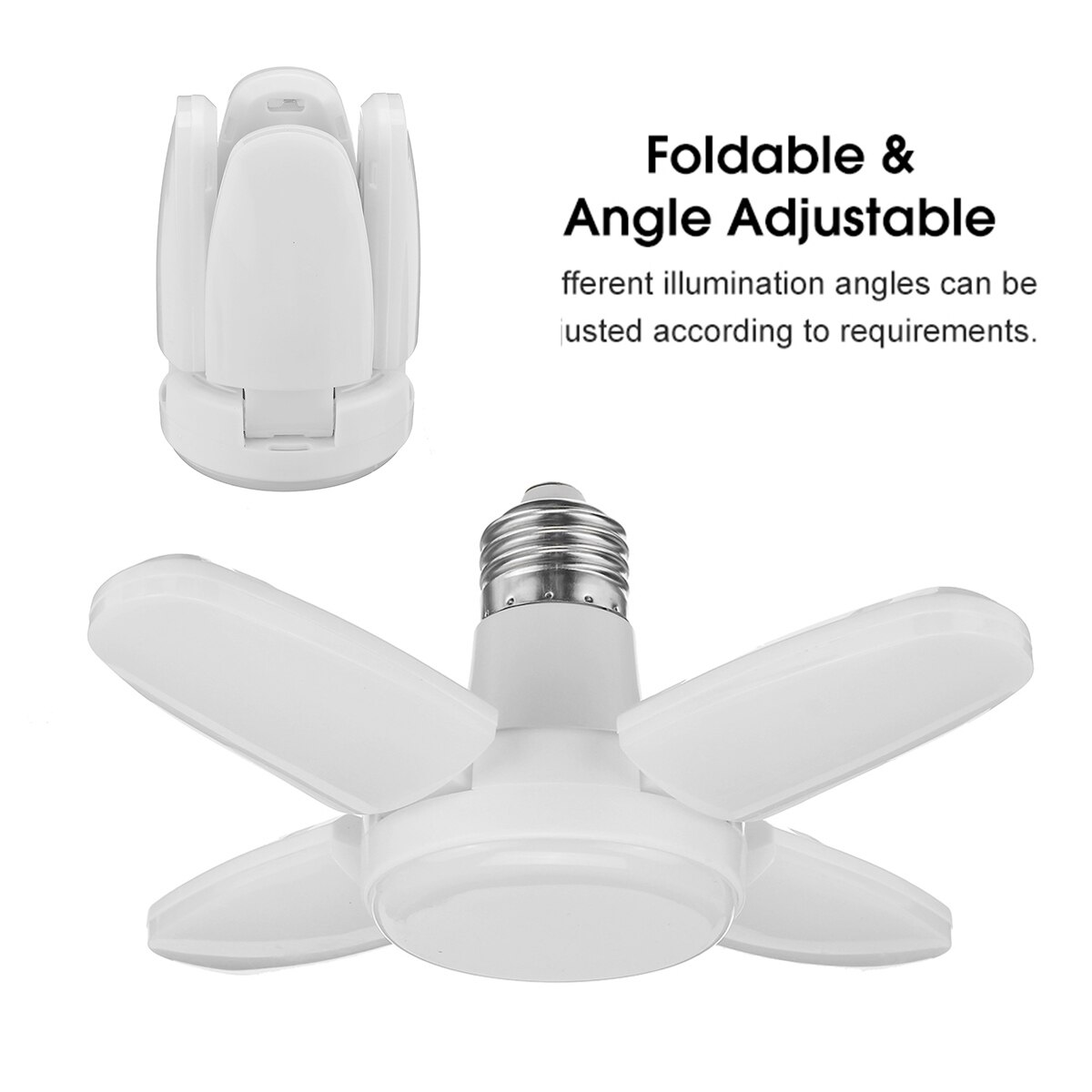 Led Lamp E27 Led Bulb 38W 2835 Led Light Bulb 85-265V Foldable Fan Blade Light Lighting for Living Room High Bay Garage Light