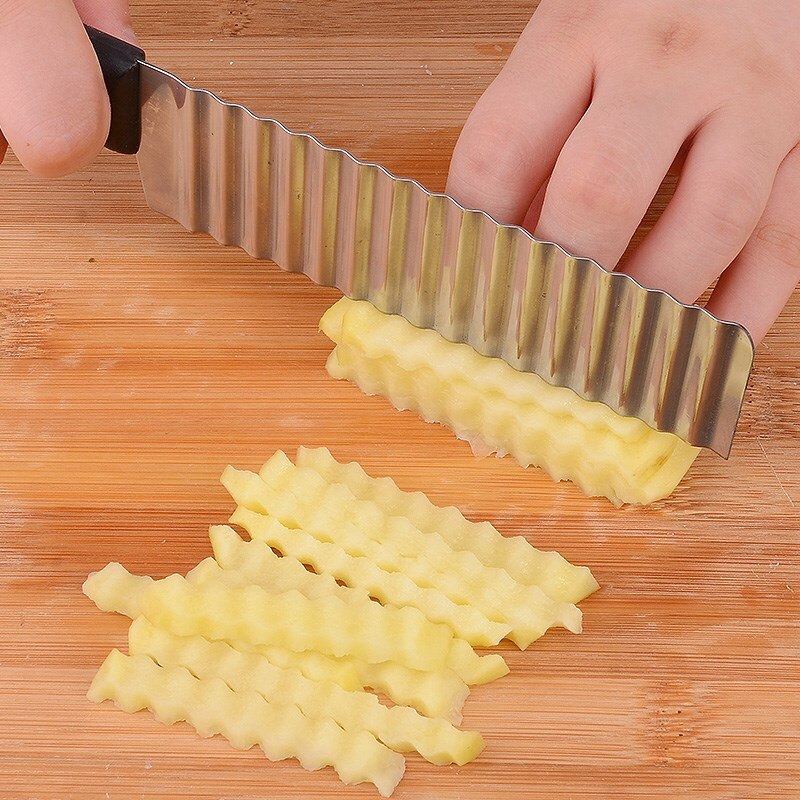 Couteau dentelé vague coupe froissé pour pomme de terre frite acier inoxydable lame dentelée légume fruits trancheuse outil de cuisine