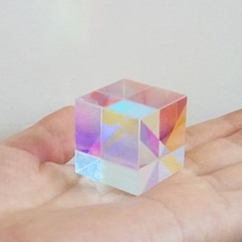 Colorful Combiner Splitter Cross Dichroic Cube RGB Prism Optical Glass Triangular Prism for Teaching Light Spectrum Physics 20mm