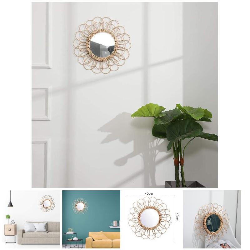 Äskettäin riippuva peili rottinki auringonkukka pyöreä seinäpeili boho paju pukeutuminen meikki peilit innovatiivinen art deco pyöreä peili