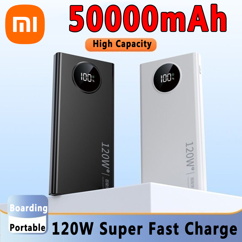 Xiaomi 50000 mah powerbank 120w snabbladdning 30000 mah dubbel usb högkapacitets bärbar digital display batteriladdare powerbank