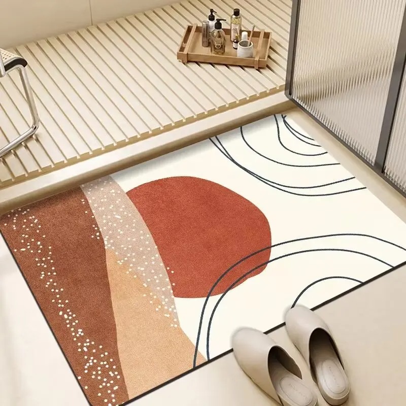 Simple Illustration Pattern Door Front Mat Decoration Home Bathroom Floor Mat: 45x70cm / PURPLE