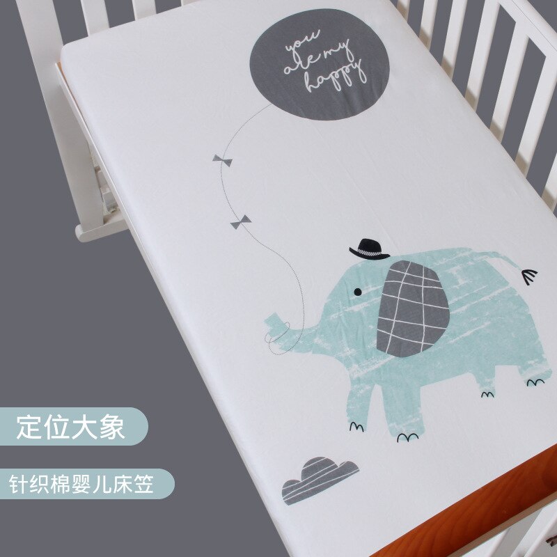 Baby Laken Puur Katoen Wieg Matras Cover Voor Kids Leuke Cartoon Patroon Baby Uitgerust Lakens Baby Beddengoed Fotografie Props: ELEPHANT