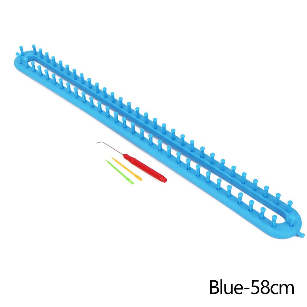 Telar rectangular redondo para tejer, bufanda, suéter, sombrero, chal, herramientas de costura de punto, herramienta de trenzado artesanal hecha a mano, 1 ud.: Blue 58CM