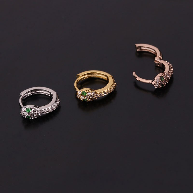 1Pc Stainless Steel Snake Cartilage Earrings Earrings Helix Cartilage Earring Piercing Jewelry Women: green / Light Yellow Gold Color