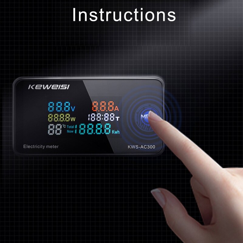 AC 50-300V 0-100A Power Energy Meter Voltmeter Ammeter kWh Digital AC Electric Monitor Panel Meter with Reset Function