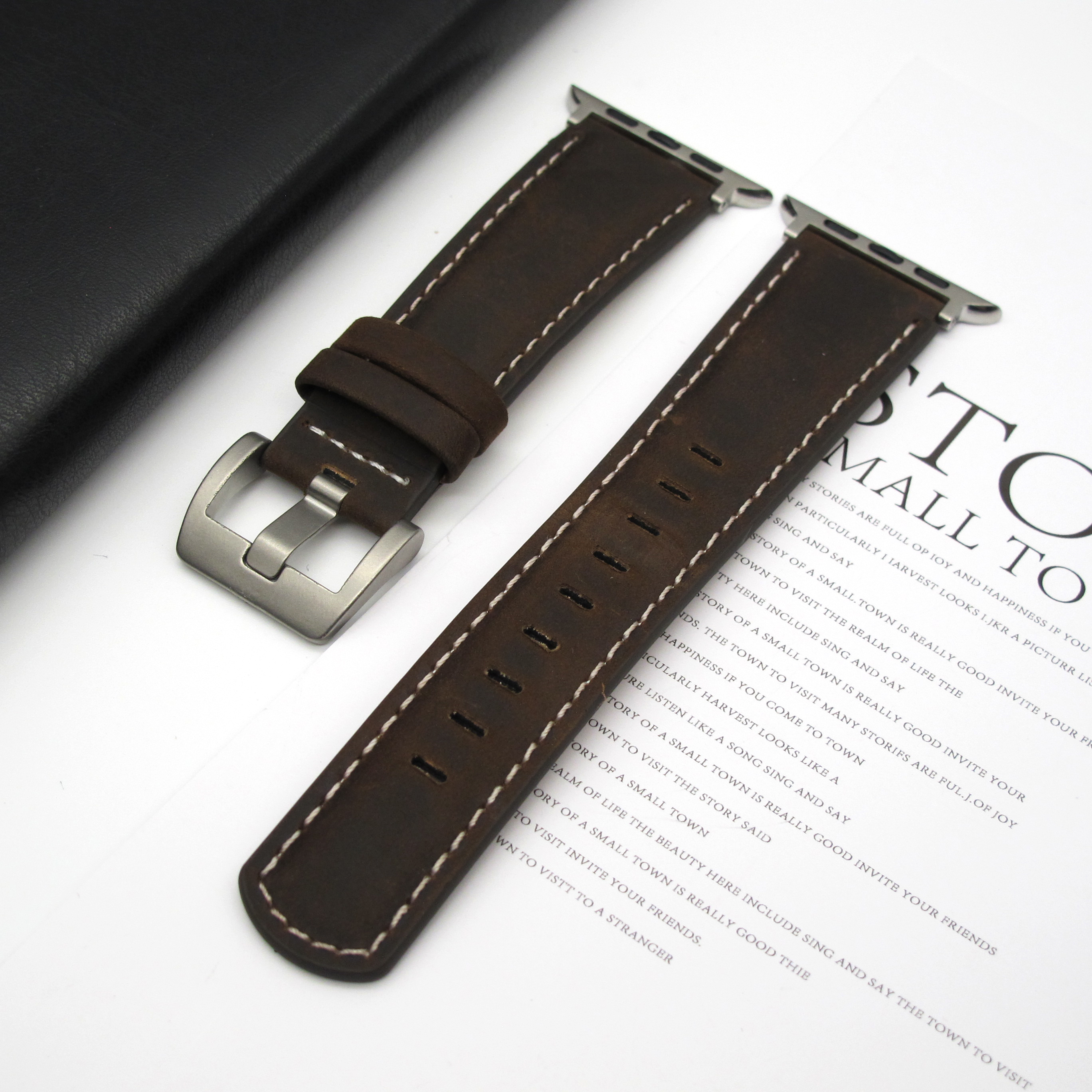 Leather strap for Apple Watch Ultra1 strap 49mm S10 46mm 42mm 45 44 41 40 38mm men's strap for Iwatch series 987654: S / Blue Pink