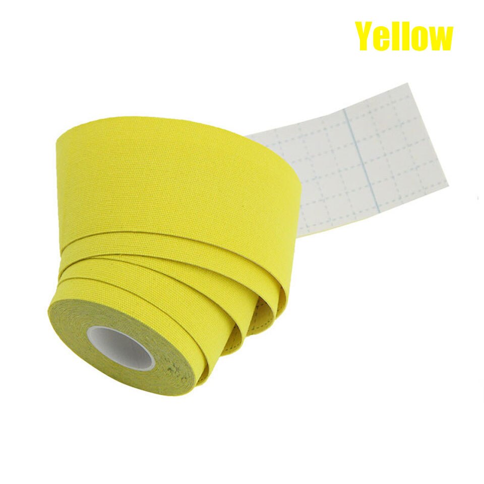 Cinta de kinesiología de una pieza, vendaje muscular deportivo, cinta adhesiva elástica de algodón para lesiones por tensión, alivio del dolor muscular de rodilla: XXS / YELLOW