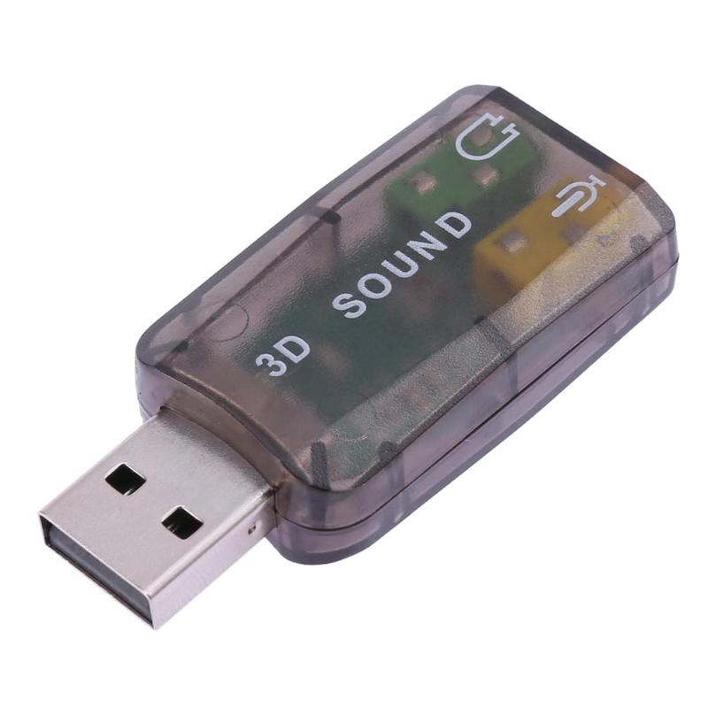Multi-channel USB 2.0 Sound Card Virtual 5.1 Channel 3D Audio Adapter for Desktop Laptop Notebook Computer PC