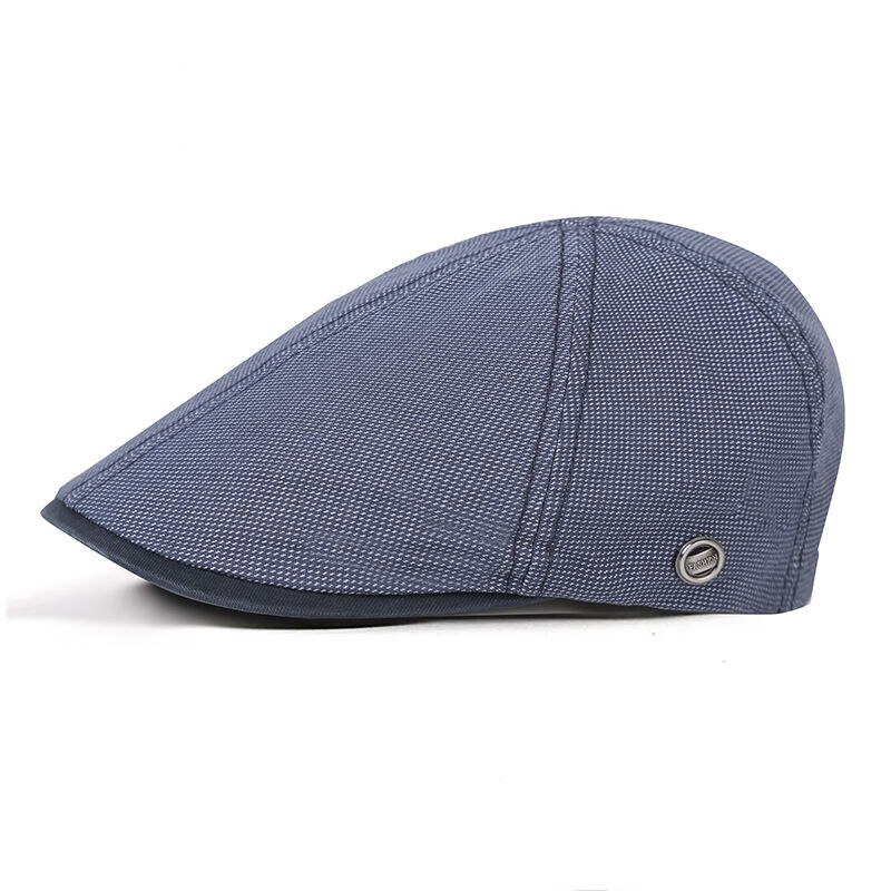 Wuaumx Branded Casual Spring Summer Men Berets Hats Women Newsboy Caps Cabbie Duckbill Ivy Flat Hat Herringbone Caps Adjustable: Navy