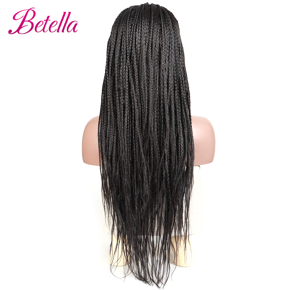 Betella Headband Box Braids Wig Ombre Brown Long Braided African Wig Synthetic Braiding Beauty Hair For Women/Men: #1B