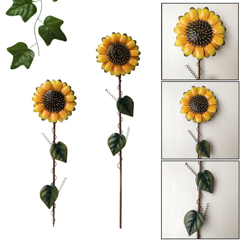 Metal Sunflower Garden Stakes Rustic Outside Decorative Plant Flower Stake Lawn Yard Stick Ornaments