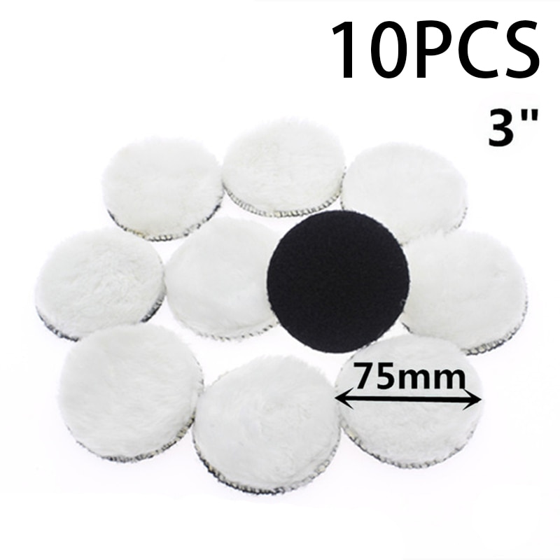 10pcs 3inch Artificial wool Waxing Polisher Bonnet For Rotary Tool Polishing Pads White Auto Soft Durable 75mm