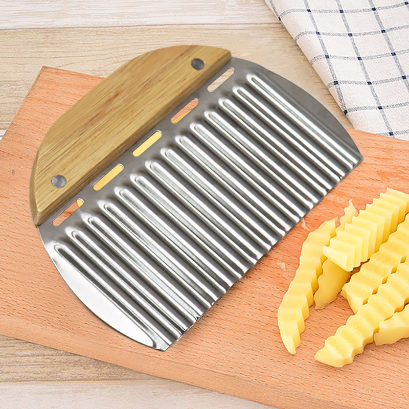 Potato French Fry Cutter Stainless Steel Potato Chip Slicer Kitchen Accessories Wave Knife Chopper Serrated Blade Carrot Slicer