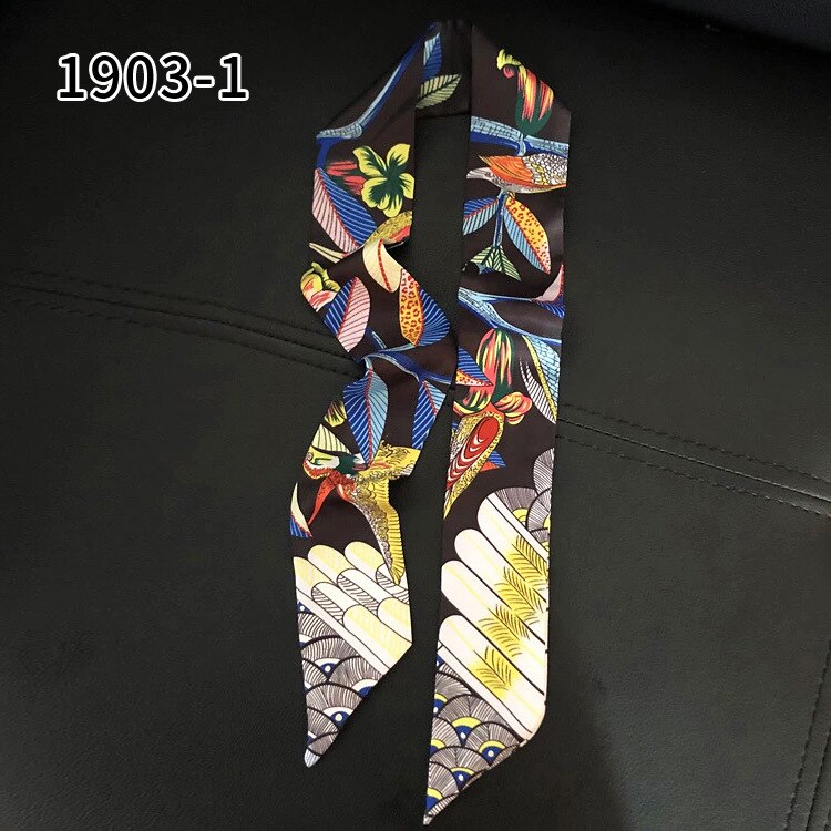 Bloemen Zijden Lint Satijnen Sjaal Twilly Handtas Handvat Wrap Lange Dunne Neck Strap Haarband Office Womens Mode Halsdoek: 1903-1