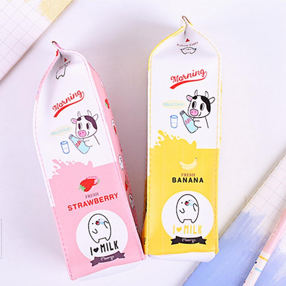 1Pc Leuke Kawaii Canvas Etui Hoge Capaciteit Pen Leuke Tassen Statione Melk Levert Zakken School Voor Meisjes Koreaanse Pen R4K1