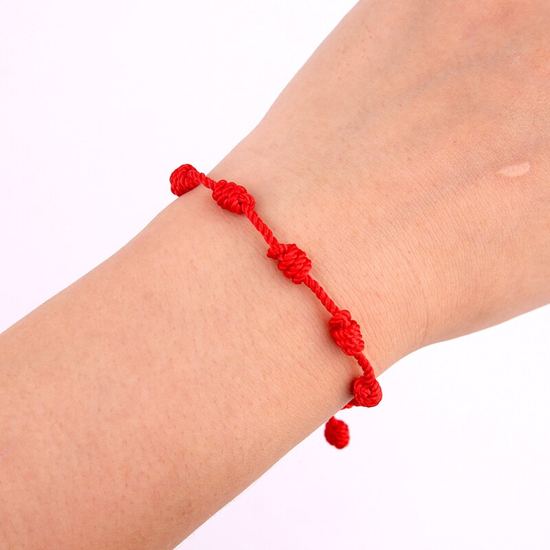Minimalist Handmade Red Thread Bracelet Women Lucky Braided Rope Bracelet Femme Hand Chain 7 Knot Jewelry