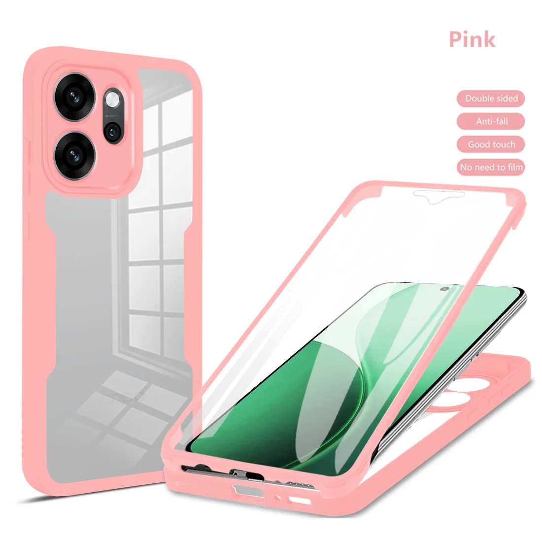Funda protectora de cuerpo completo a prueba de golpes para OPPO Reno 14F 14 Pro Reno14 F 5G, funda protectora de pantalla, Coque Fundas: Rosa / Oppo Reno 14