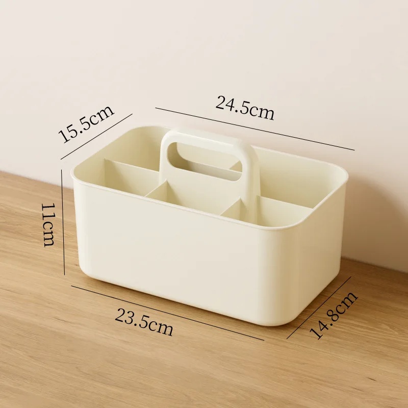 Tragbare Desktop Transparente Lagerung Box Kosmetische Organizer Büro Schreibtisch Verschiedenes Schreibwaren Korb Handheld Tablett: WEISS