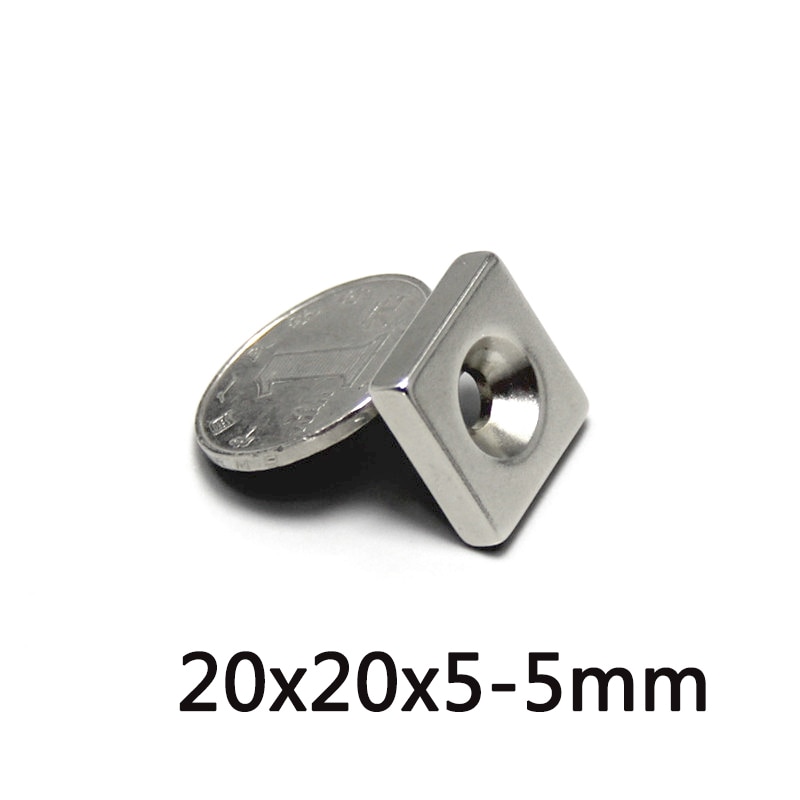 30 ~ 100 stuks 20 x 20 x 5-5 super neodymium magneten verzonken gat  n35 blok permanente magneet 20 x 20 x 5-5mm krachtige magneet 20*20*5-5mm