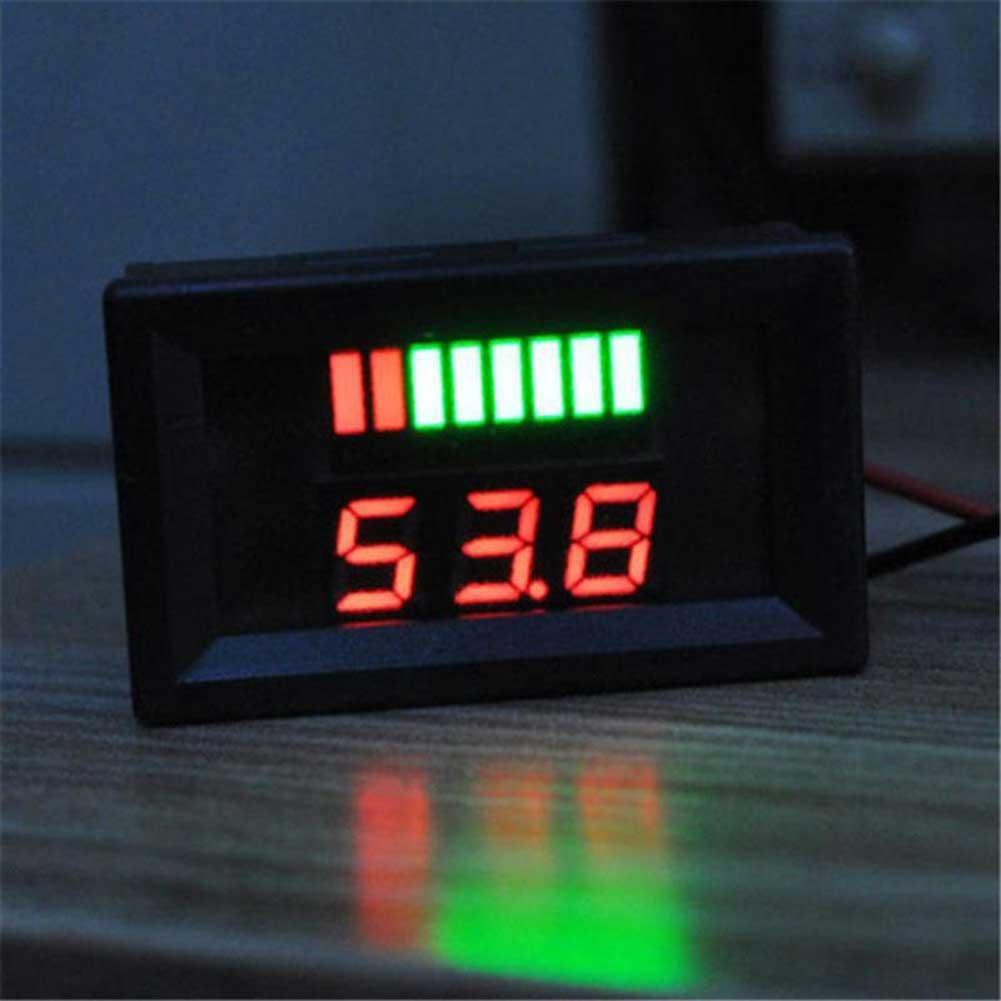 12V-60V Car Marine Motorcycle LED Digital Voltmeter Meter Battery Gauge DC Lead-acid Digital Capacity Indicator Tester Charge
