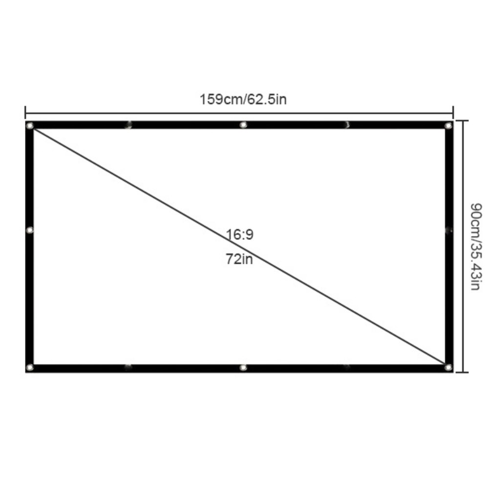 Portable Outdoor Movie Reflective Cloth 16:9 Projector Screen Fabric 60 84 100 120 130&#39; Screen Projection 3D Film Wall Mounted: 72 inch