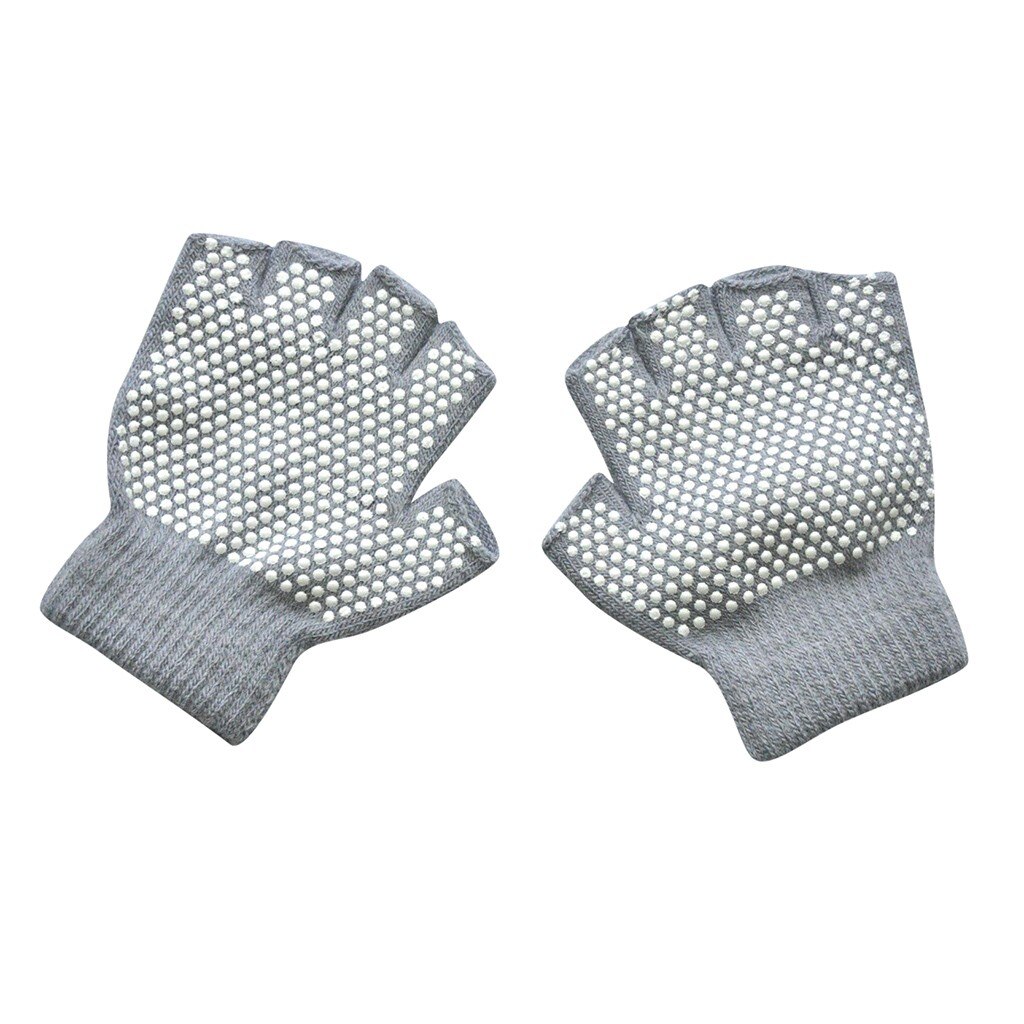 Enfants enfants hiver tricoté sans doigts anti-dérapant mitaines gants bébé fournitures: Gray