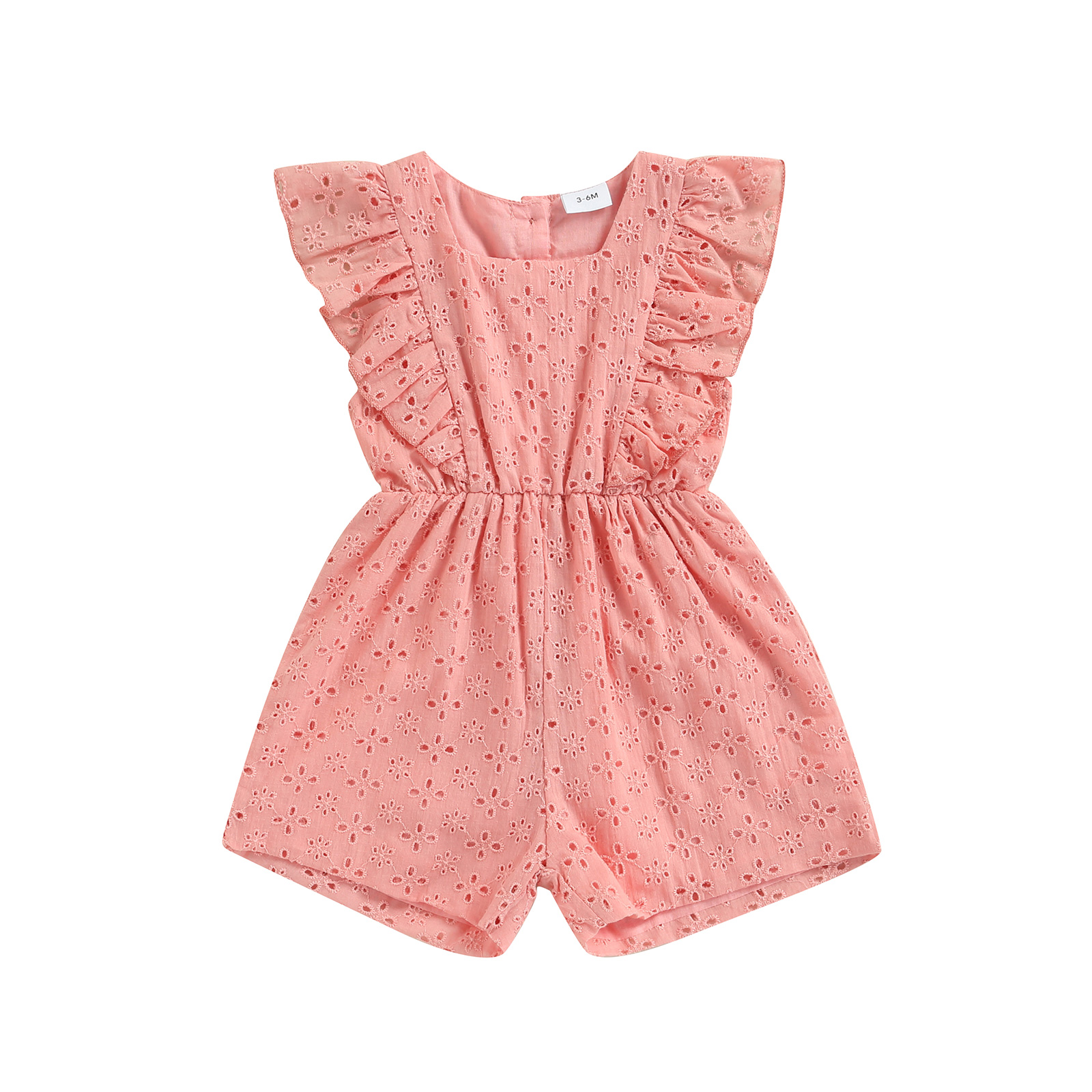 0-24M Baby Meisjes Korte Jumpsuit, Mouwloze Vierkante Hals Uitgeholde Verstoorde Casual Bodysuit: A / 24M