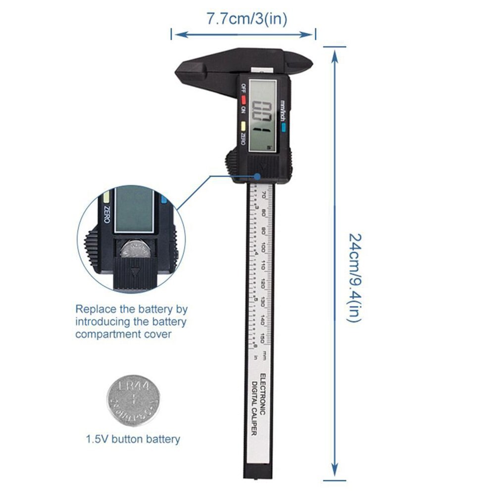 Electronic Digital Display Vernier Caliper 0-150Mm Plastic Digital Display Caliper Measurement Tool Inner Diameter
