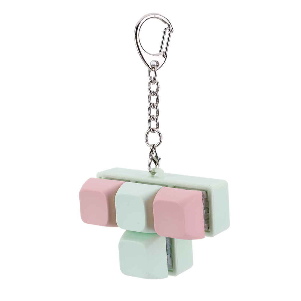 Finger Keyboard Fidget 4 Keys Keyboard Clicker Sensory Fidget Keyring Keycaps Fidget Keyborad Button Stress Relief: Red